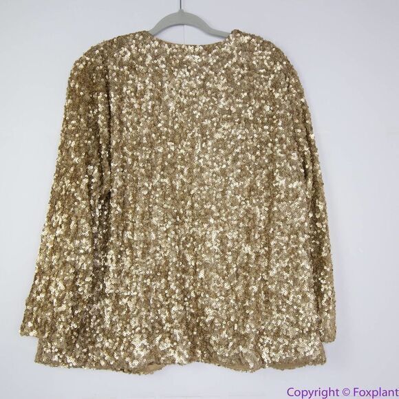 NEW Chico's gold Sequin long-sleeve Jacket blazer,‎ 0 (S/4) - Picture 6 of 16